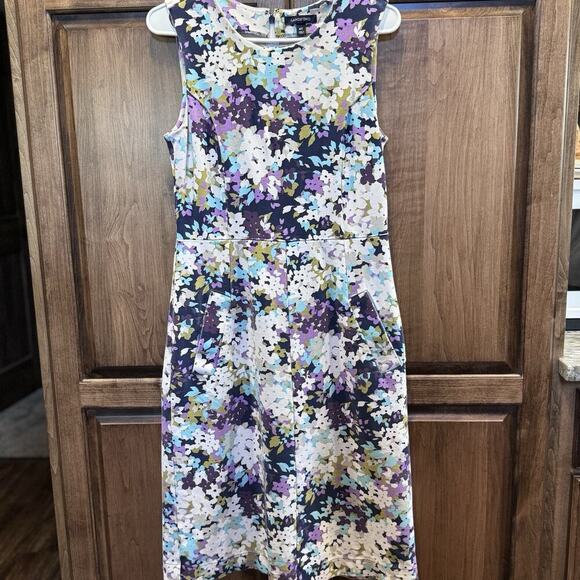 Lands’ End Women’s Sleeveless Floral Dress Size 6 Tall Multicolor Fit & Flare‎ - Picture 1 of 8